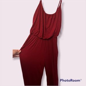 Kaileigh Deep Red Jumpsuit. Size Large.